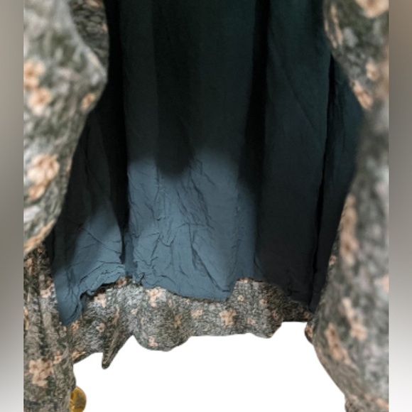 HAILEY & Co Green Floral Long Sleeve Printed Babydoll Dress Large - Picture 7 of 11